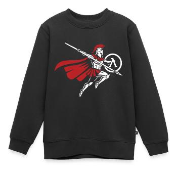 Spartiate Saut de Lance Mascotte Spartan Strike - Sweat Premium enfant bio - noir - Devant - AI Model Kid Female (0cm)