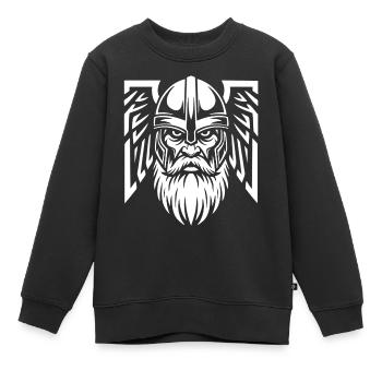 Wikingerkrieger Odin Geflügelter Helm Nordisches Maskottchen - Kinder Premium Organic Sweatshirt - Schwarz - Vorne - AI Model Kid Female (0cm)