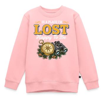 Randonnée Lost Happy To Be Boussole Jumelles - Sweat Premium enfant bio - rose - Devant - AI Model Kid Female (0cm)