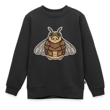 Mite de Nuit Steampunk Armure Bronze Engrenages - Sweat Premium enfant bio - noir - Devant - AI Model Kid Female (0cm)