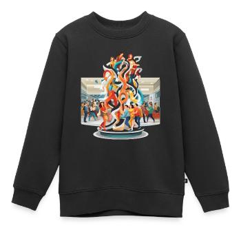 Farbwirbel Begegnungen Skulptur - Kinder Premium Organic Sweatshirt - Schwarz - Vorne - AI Model Kid Female (0cm)