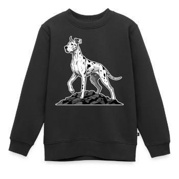 Deutsche Dogge Harlekin-Hund auf dem Riesenfelsen - Kinder Premium Organic Sweatshirt - Schwarz - Vorne - AI Model Kid Female (0cm)