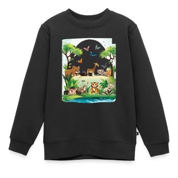 Jungle Tierwelt Safari - Kinder Premium Organic Sweatshirt - Schwarz - Vorne - AI Model Kid Female (0cm)