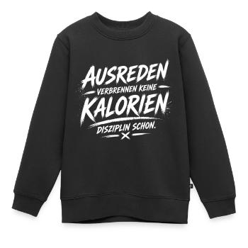 Les excuses ne brûlent pas de calories - Sweat Premium enfant bio - noir - Devant - AI Model Kid Female (0cm)