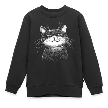 Katze Skizze  - Kinder Premium Organic Sweatshirt - Schwarz - Vorne - AI Model Kid Female (0cm)