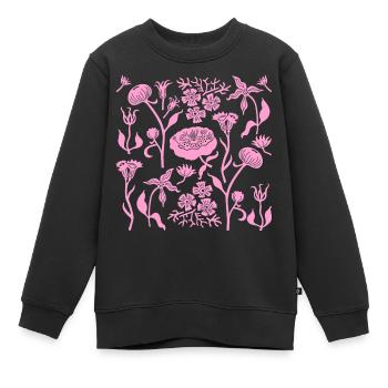 Pivoines pour toujours L Pivoines botaniques L Rose - Sweat Premium enfant bio - noir - Devant - AI Model Kid Female (0cm)