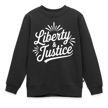 Freiheit & Gerechtigkeit Script - Kinder Premium Organic Sweatshirt - Schwarz - Vorne - AI Model Kid Female (0cm)