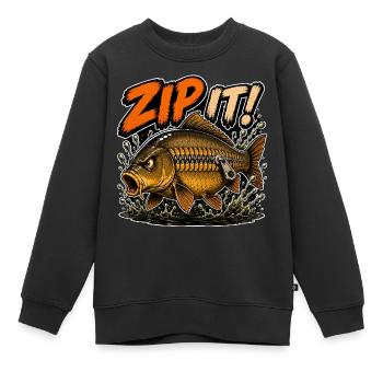 Halt die Klappe! Spiegelkarpfenfischen - Kinder Premium Organic Sweatshirt - Schwarz - Vorne - AI Model Kid Female (0cm)