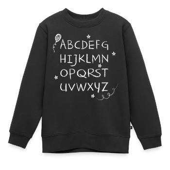 ABC écriture à la craie blanche étoiles & ballon - Sweat Premium enfant bio - noir - Devant - AI Model Kid Female (0cm)