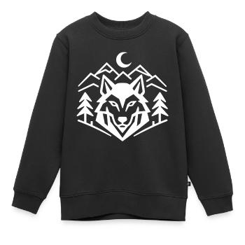 Geometric Wolfpack Emblem: Minimalist Wolf Shirt - Kids Premium Organic Sweatshirt - black - Front - AI Model Kid Female (0cm)