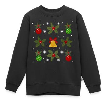 Motif hivernal de cloches et de boules - Sweat Premium enfant bio - noir - Devant - AI Model Kid Female (0cm)