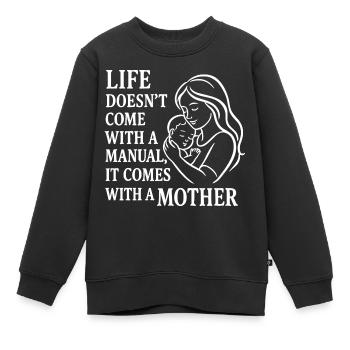 Life comes with a mother – Mutterliebe Design - Kinder Premium Organic Sweatshirt - Schwarz - Vorne - AI Model Kid Female (0cm)