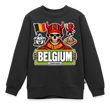 SkullCostume Édition Mondiale : Belgique - Sweat Premium enfant bio - noir - Devant - AI Model Kid Female (0cm)
