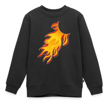 Flame Comic Tail, Combine - Sweat Premium enfant bio - noir - Devant - AI Model Kid Female (0cm)