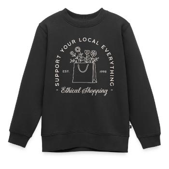 Kaufen Sie lokale Unterstützung für ethisches Einkaufen - Kinder Premium Organic Sweatshirt - Schwarz - Vorne - AI Model Kid Female (0cm)