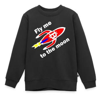 Bitcoin Raketenflug Monddesign - Kinder Premium Organic Sweatshirt - Schwarz - Vorne - AI Model Kid Female (0cm)