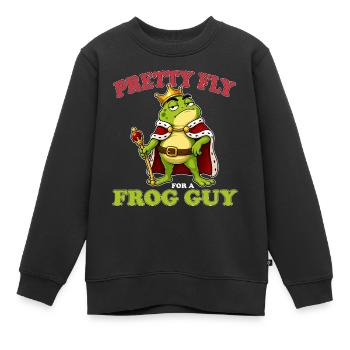 Beau Beau Garçon Pour une Grenouille Mascotte Roi Grenouille Français - Sweat Premium enfant bio - noir - Devant - AI Model Kid Female (0cm)