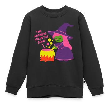 Die Antworten sind in der Suppe - Kinder Premium Organic Sweatshirt - Schwarz - Vorne - AI Model Kid Female (0cm)