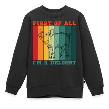 Zunächst einmal bin ich eine Freude - Kinder Premium Organic Sweatshirt - Schwarz - Vorne - AI Model Kid Female (0cm)