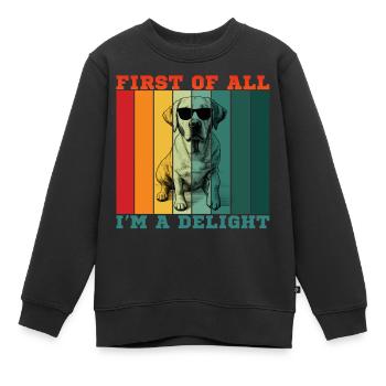 Zunächst einmal bin ich eine Freude - Kinder Premium Organic Sweatshirt - Schwarz - Vorne - AI Model Kid Female (0cm)