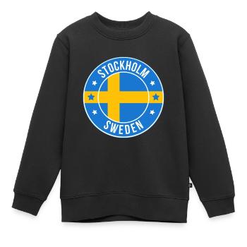 Drapeau du cercle de Stockholm Suède - Sweat Premium enfant bio - noir - Devant - AI Model Kid Female (0cm)