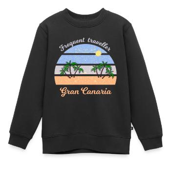 Gran Canaria Palmenstrand Retro - Kinder Premium Organic Sweatshirt - Schwarz - Vorne - AI Model Kid Female (0cm)