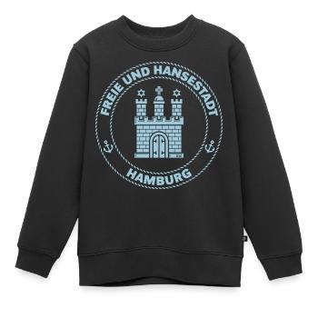 Hamburg Wappen – Freie Und Hansestadt (Sky Blue) - Kinder Premium Organic Sweatshirt - Schwarz - Vorne - AI Model Kid Female (0cm)