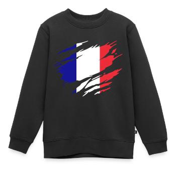 Flag of France - Flag of France - Kids Premium Organic Sweatshirt - black - Front - AI Model Kid Female (0cm)