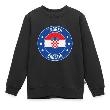 Zagreber Wappen-Rundabzeichen - Kinder Premium Organic Sweatshirt - Schwarz - Vorne - AI Model Kid Female (0cm)
