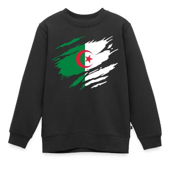Algerische Flagge Algeriens - Kinder Premium Organic Sweatshirt - Schwarz - Vorne - AI Model Kid Female (0cm)