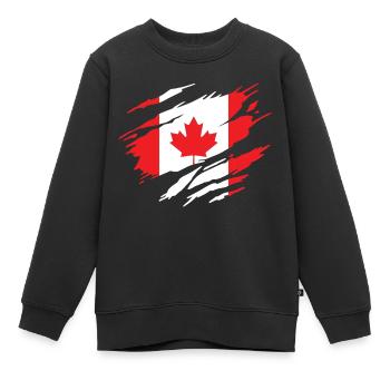 Canada Drapeau Canadien Canadienne - Sweat Premium enfant bio - noir - Devant - AI Model Kid Female (0cm)