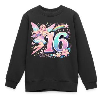 Elfe du 16e anniversaire – Design graphique pastel - Sweat Premium enfant bio - noir - Devant - AI Model Kid Female (0cm)