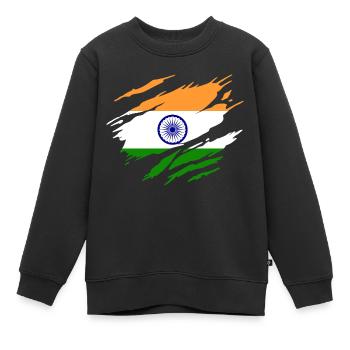 Inde Drapeau Indien Indienne - Sweat Premium enfant bio - noir - Devant - AI Model Kid Female (0cm)