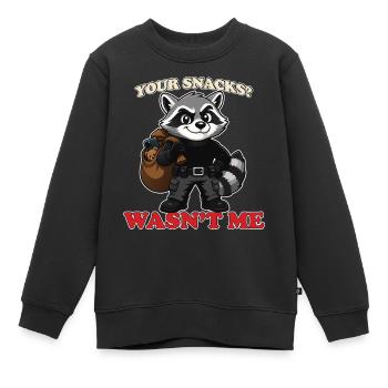 Tes snacks n’étaient pas moi mascotte voleur raton laveur drôle - Sweat Premium enfant bio - noir - Devant - AI Model Kid Female (0cm)