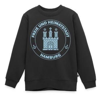 Hamburg Wappen – Freie Und Heimatstadt (Sky Blue) - Kinder Premium Organic Sweatshirt - Schwarz - Vorne - AI Model Kid Female (0cm)