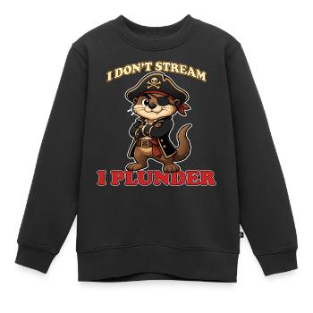 Je ne streame pas, je pille la loutre pirate drôle - Sweat Premium enfant bio - noir - Devant - AI Model Kid Female (0cm)