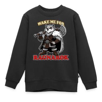 Weck mich für Ragnarok Lustiges Wikingerwolf-Maskottchen - Kinder Premium Organic Sweatshirt - Schwarz - Vorne - AI Model Kid Female (0cm)