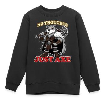 No Thoughts Just Axe Funny Viking Wolf Mascot - Kids Premium Organic Sweatshirt - black - Front - AI Model Kid Female (0cm)