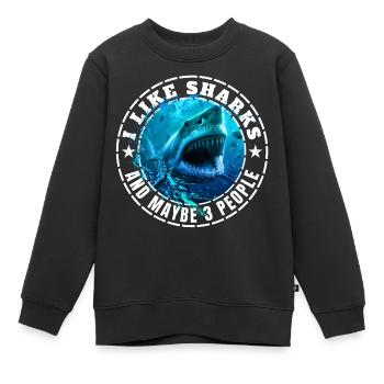 J’AIME LES REQUINS ET PEUT-ÊTRE TROIS PERSONNES - Sweat Premium enfant bio - noir - Devant - AI Model Kid Female (0cm)