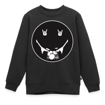 Rockige Schlagzeug Silhouette - Kinder Premium Organic Sweatshirt - Schwarz - Vorne - AI Model Kid Female (0cm)