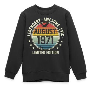 Legendäres Retro-Vintage-Jubiläum im August 1971 - Kinder Premium Organic Sweatshirt - Schwarz - Vorne - AI Model Kid Female (0cm)
