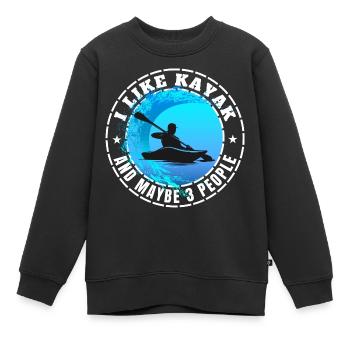 ICH MAG KAJAK UND VIELLEICHT DREI LEUTE - Kinder Premium Organic Sweatshirt - Schwarz - Vorne - AI Model Kid Female (0cm)