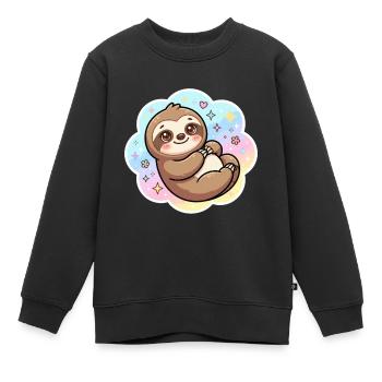 Pastell Sloth Kuscheldesign - Kinder Premium Organic Sweatshirt - Schwarz - Vorne - AI Model Kid Female (0cm)