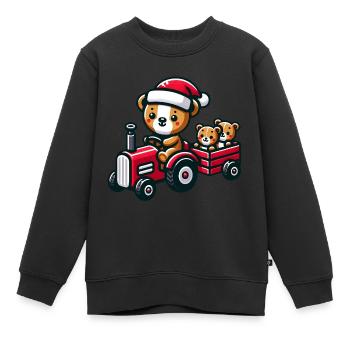 Teddy as Santa Claus with tractor - Kids Premium Organic Sweatshirt - black - Front - AI Model Kid Female (0cm)