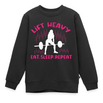 Fitness Krafttraining Kraftdreikampf Gewichtheben - Kinder Premium Organic Sweatshirt - Schwarz - Vorne - AI Model Kid Female (0cm)