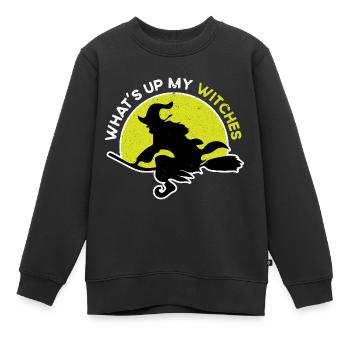 Halloween Besenreiten Besen Hexe - Kinder Premium Organic Sweatshirt - Schwarz - Vorne - AI Model Kid Female (0cm)
