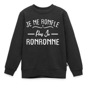 Je ne ronfle pas je ronronne - Sweat Premium enfant bio - noir - Devant - AI Model Kid Female (0cm)