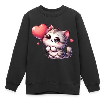 Katze Ballon Haustiere - Kinder Premium Organic Sweatshirt - Schwarz - Vorne - AI Model Kid Female (0cm)