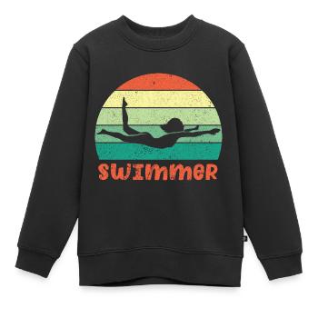 Schwimmer Schwimmen 50 Meter Bahn - Kinder Premium Organic Sweatshirt - Schwarz - Vorne - AI Model Kid Female (0cm)