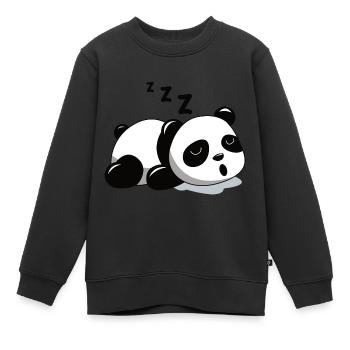 Schlafender großer Panda Bär Müde am Schnarchen - Kinder Premium Organic Sweatshirt - Schwarz - Vorne - AI Model Kid Female (0cm)